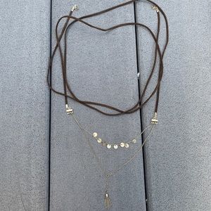 NEW WRAP NECKLACE GOLD AND BROWN JEWELRY